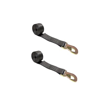 Tie 4 Safe 2" x 10' Wheel Lasso Lift Strap w/ Flat Snap Hook Tow Dolly Black, 2PK TWS21-2510-M3-BLK-C-2